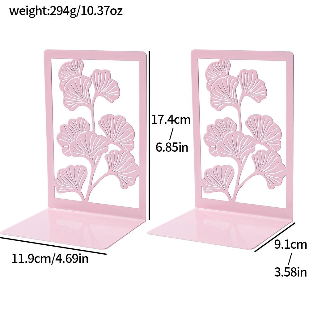 

2 шт. Розовые металлические подставки для книг с листьями гинкго - Декоративные подставки для книг для дома, офиса, библиотеки, Прочные органайзеры-подставки для полок