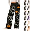 Women's Halloween Printed Fashionable Loose Casual Wide Leg Pants