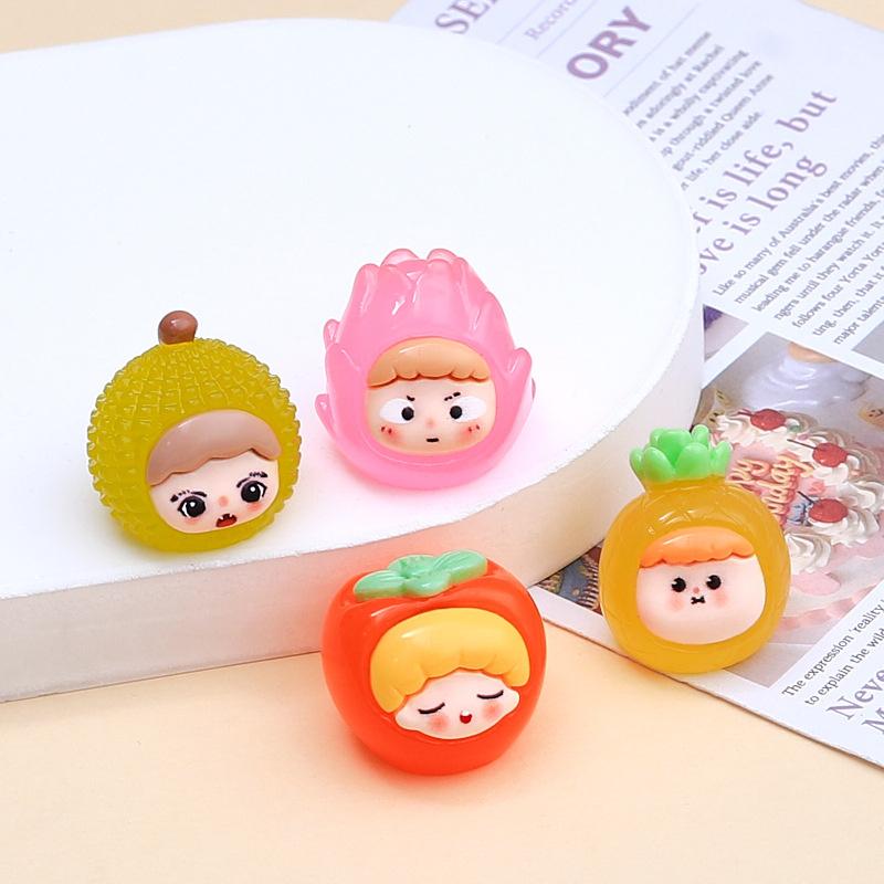 Lysende fruktdukke Minifigur Tilfeldig 1 stk Desktop Søt tegneserie Dekorativt ornament Resintilbehør