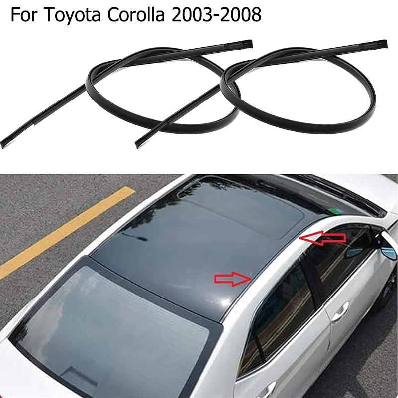 2Pcs for Toyota Corolla 2003 2004 2005 2006 2007 2008 Black Car Top Roof Trim Molding Sealing Strip Kit Replacement Accessories