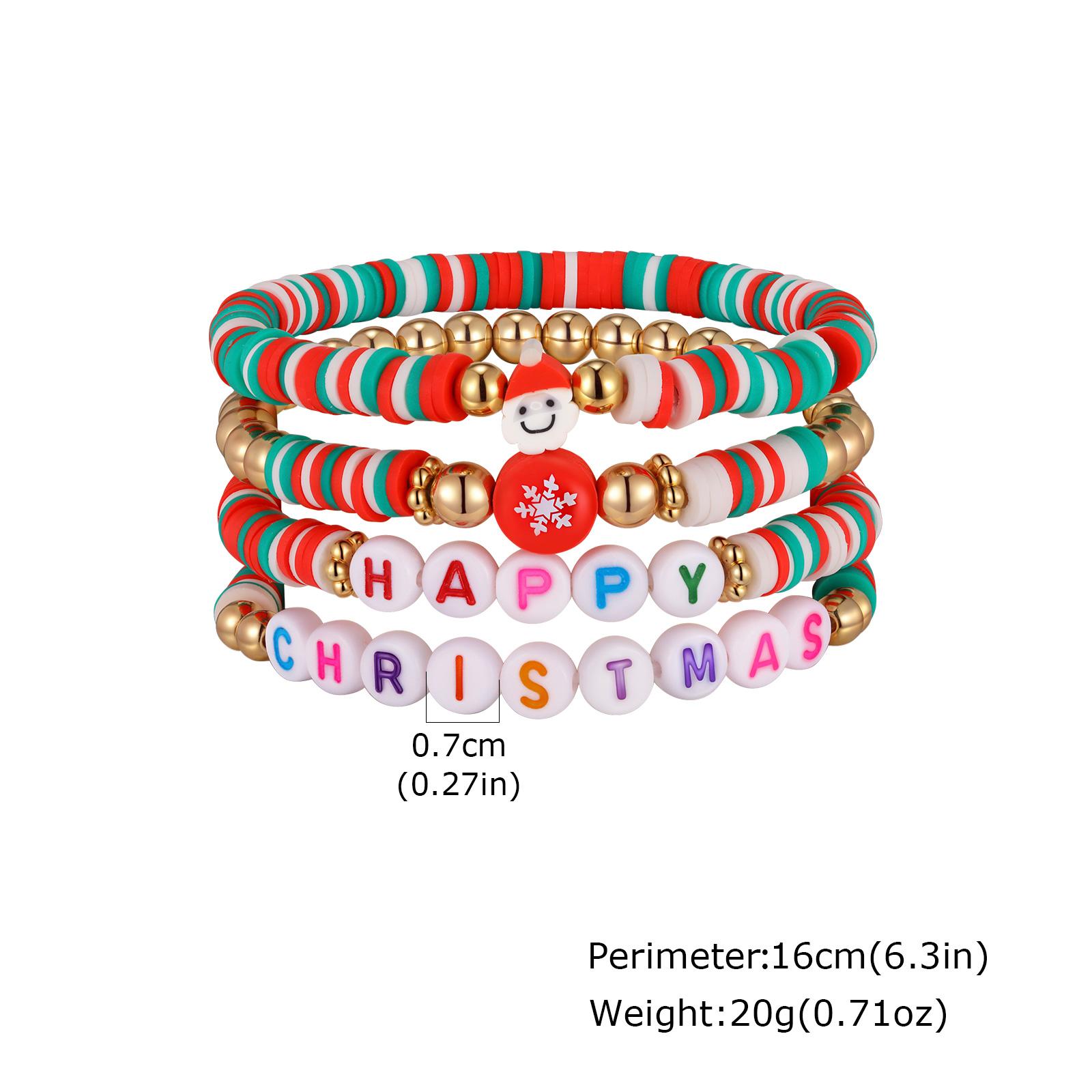 

Christmas Series Stretch Bracelet Set, Stackable Colorful Beaded Elastic Bangle, Christmas Tree, Santa Claus, New Year Gift