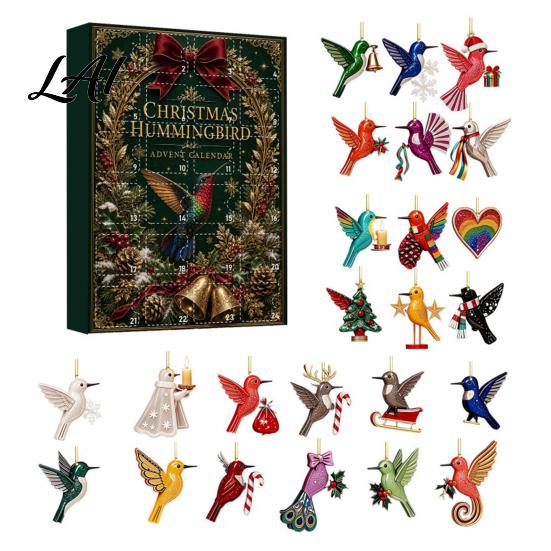 Hummingbird Advent Calendar Hummingbirds 2026 24 Days Christmas Countdown with Unique Holiday Gifts Pcs 2D Acrylic Ornaments for Bird Lovers,