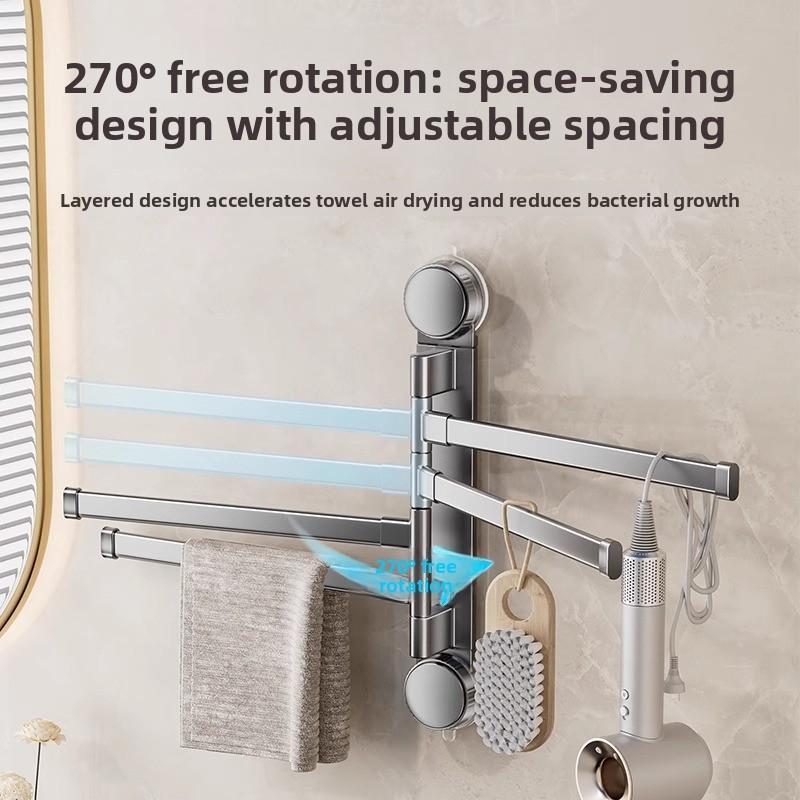 Modern Minimalist Plastic Rotating Towel Rack With Suction Cups For Bathroom Organization