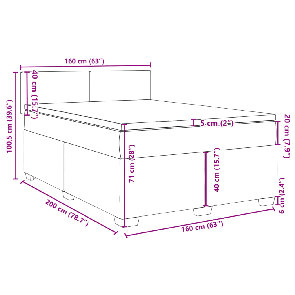 Box Spring Bed with Mattress Taupe 160 x 200 cm Fabric