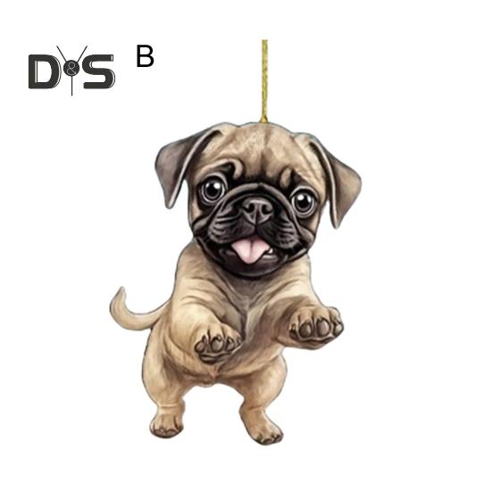 Acrylic Hanging Ornament Animal Dog Pendant with Lanyard Easy To Hang Creative Christmas Tree Ornament Bag Charms