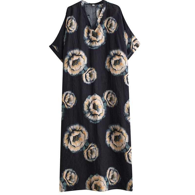 V-Neck Vintage Long Flesh-Covering Dresses