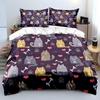 Cute Cats And Elements Background Print Bedding Set 1 Duvet Cover 2 Pillowcases For Adult And Children Luxury Gift Full Size