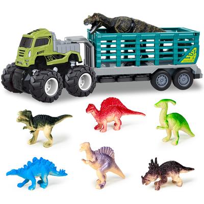 14 piese Jucărie de vehicul de construcții Jucărie dinozaur Remorcă Camion Mașină Jucărie Mini Mașină Depozitare Jucărie Durabilă Băieți Cadou de ziua de naștere de Crăciun