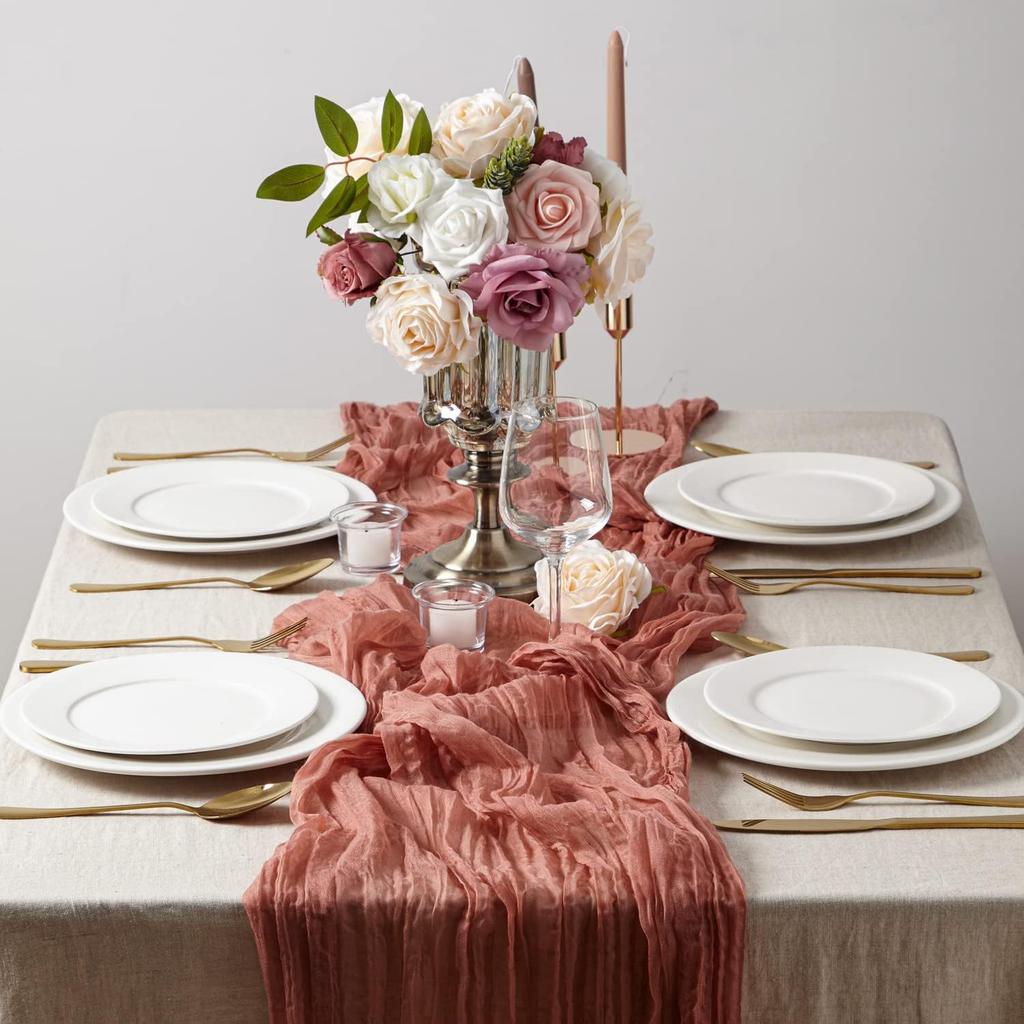 Semi-Sheer Gauze Table Runner Sage Cheesecloth Table Setting Dining  Vintage Wedding Decoration Banquets Arches Retro Boho Decor