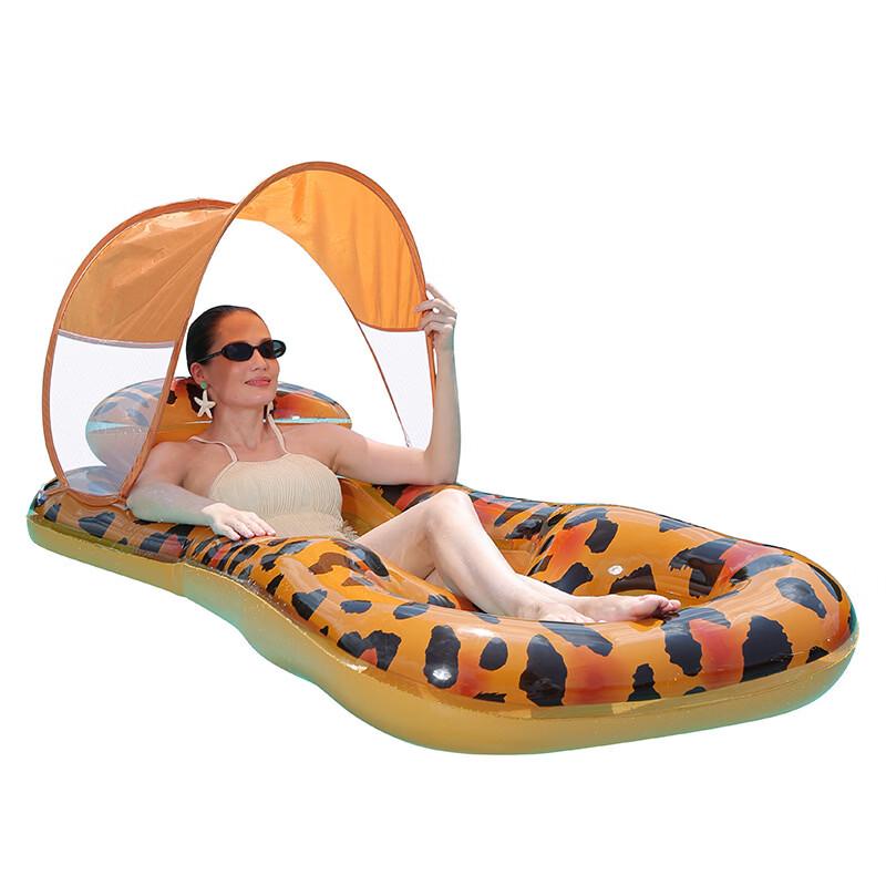 Inflatable Double Pool Float with Canopy