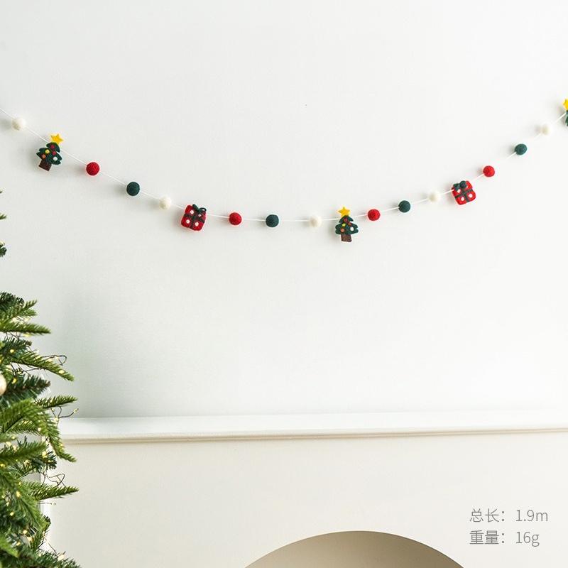 

Cute Felt Christmas Banner Hanging Bunting Merry Christmas Christmas Ornaments Reusable Xmas Decorations Festive Supplies 1.9m