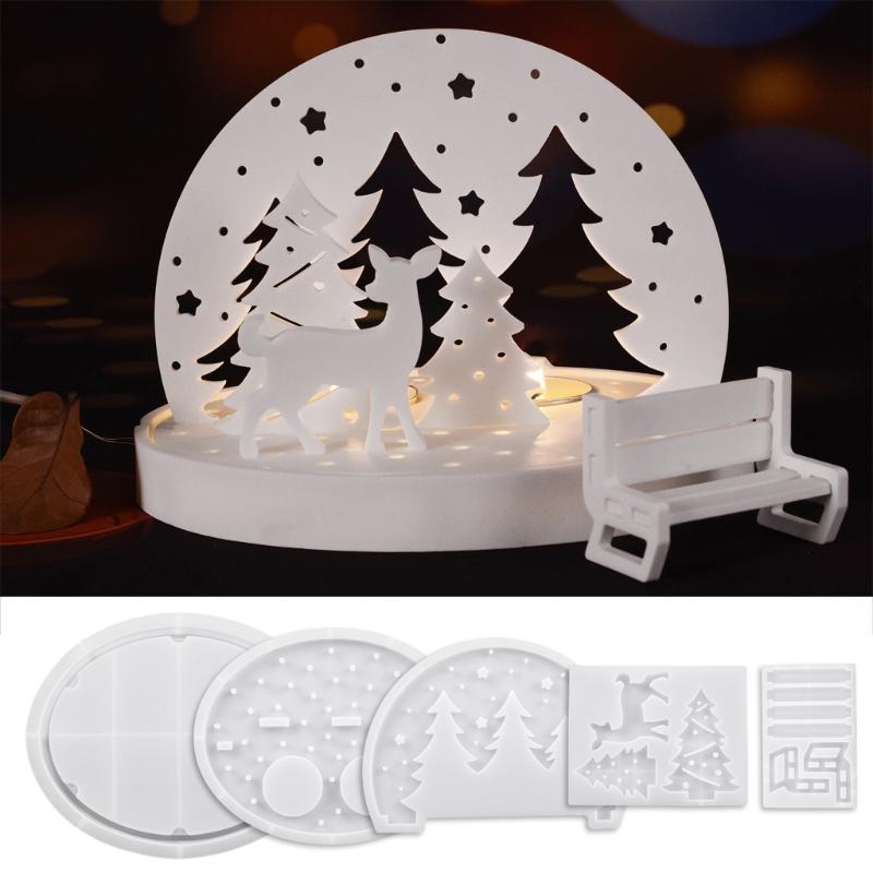 Creative Silicone Molds Kit For Handmade Resin Crafts Including Hollow House Candle Stand And Street Light