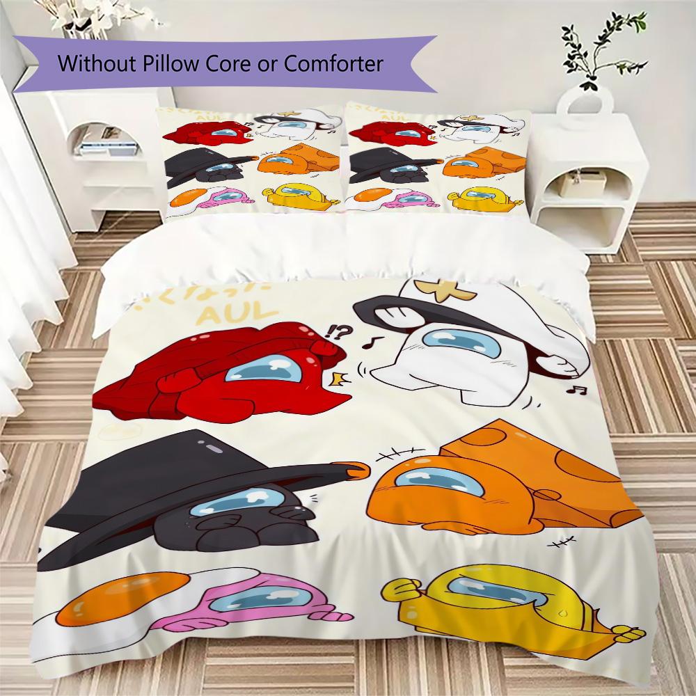 Among Us Pattern Bedding,Quilt Set Quilt Cover Pillowcase Home Birthday Gift (1*duvet Cover+2*pillowcase,without core)SSJT0917020