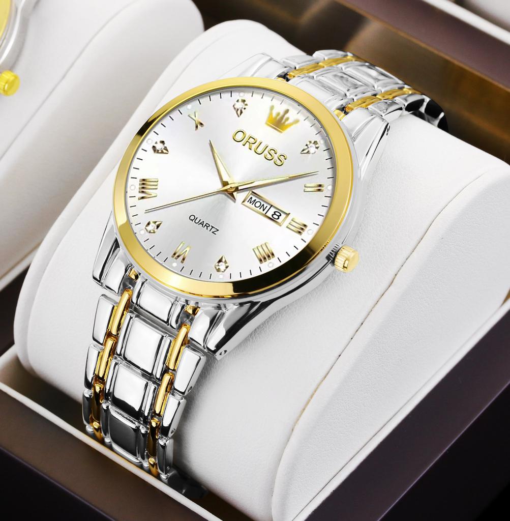 Men'S Fully Automatic Quartz Watch Luminous Waterproof Calendar Diamond-Encrusted Business Men'S Watch