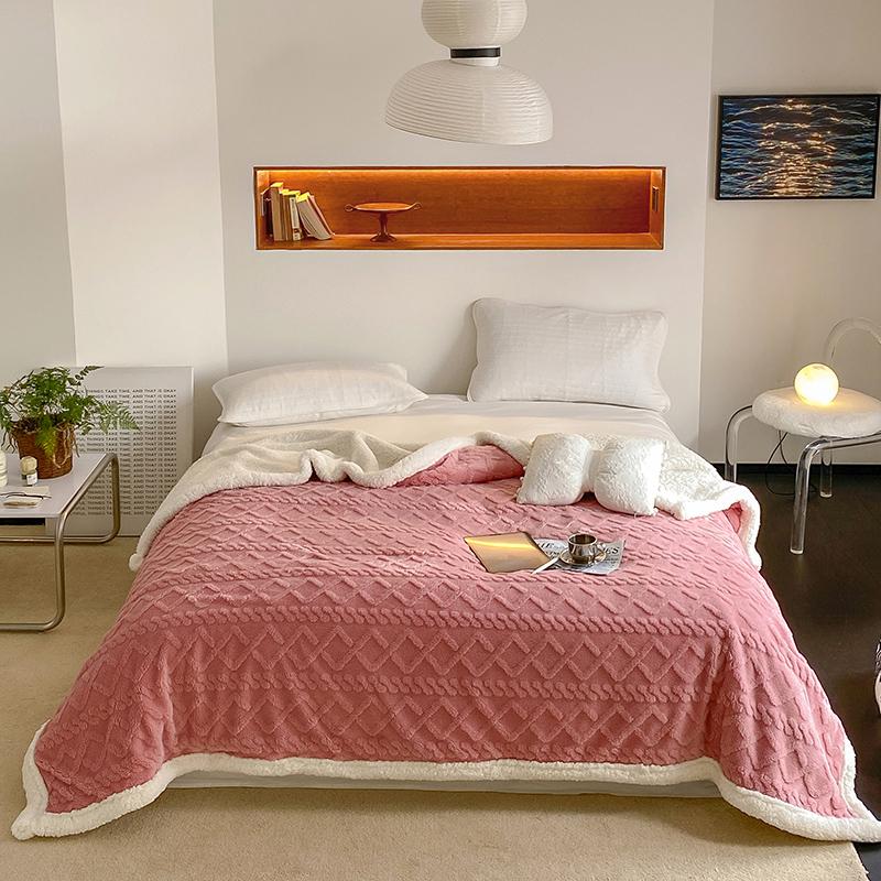 Simple Solid Color Blanket Home Thickened Leisure Blanket Office Nap Blanket Warm Soft and Skin Friendly Sofa Bed Blankets