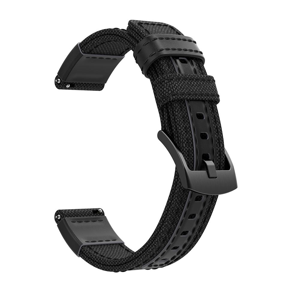 For Samsung Gear S3 Classic/S3 Frontier/Galaxy Watch 46mm Canvas+Genuine Leather Watch Band Nylon Sports Wrist Strap