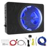 10in 1200W Slim Under Seat Subwoofer with Built In Amp LED Light Remote Control Powered Car Subwoofer for Car Truck SUV
