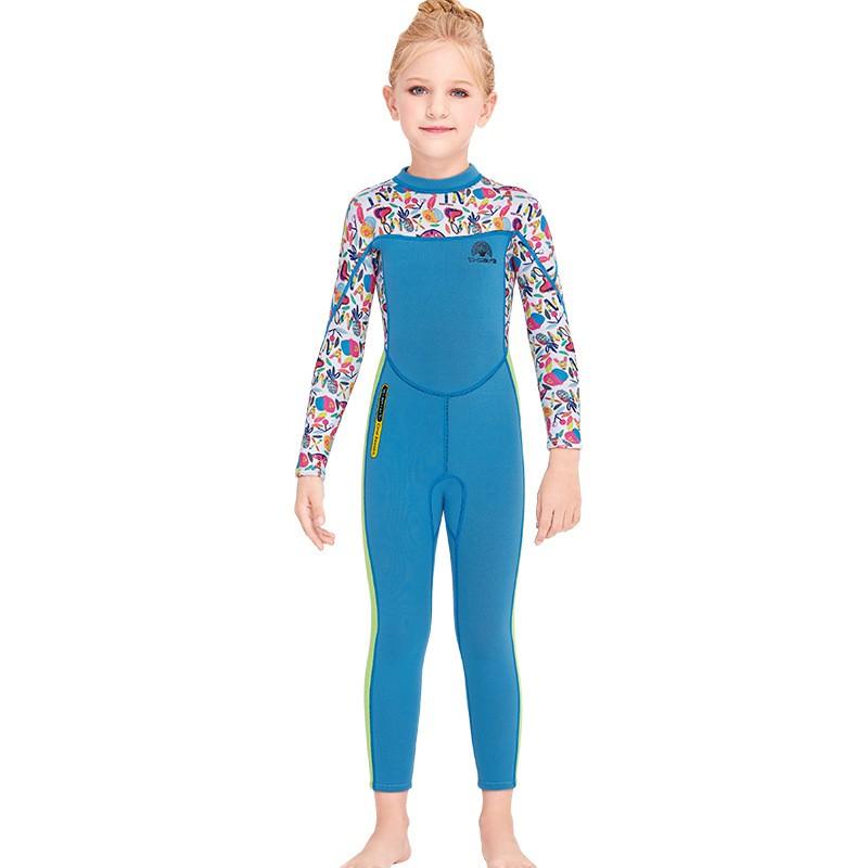 2.5MM Children's Diving Suit One-piece Long-sleeved Warm Girls 'Sunscreen Snorkeling Surfing Swimsuit