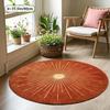 Flannel Printed Round Rug With Sunburst Design For Home Decor Soft Floor Mat Modern Art Theme Boho Style