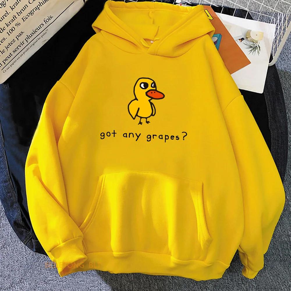 The Duck Song Got Any Grapes Printed Hoodies Kawaii Cartoon Women Sweatshirts Winter Soft Comfortable Clothing