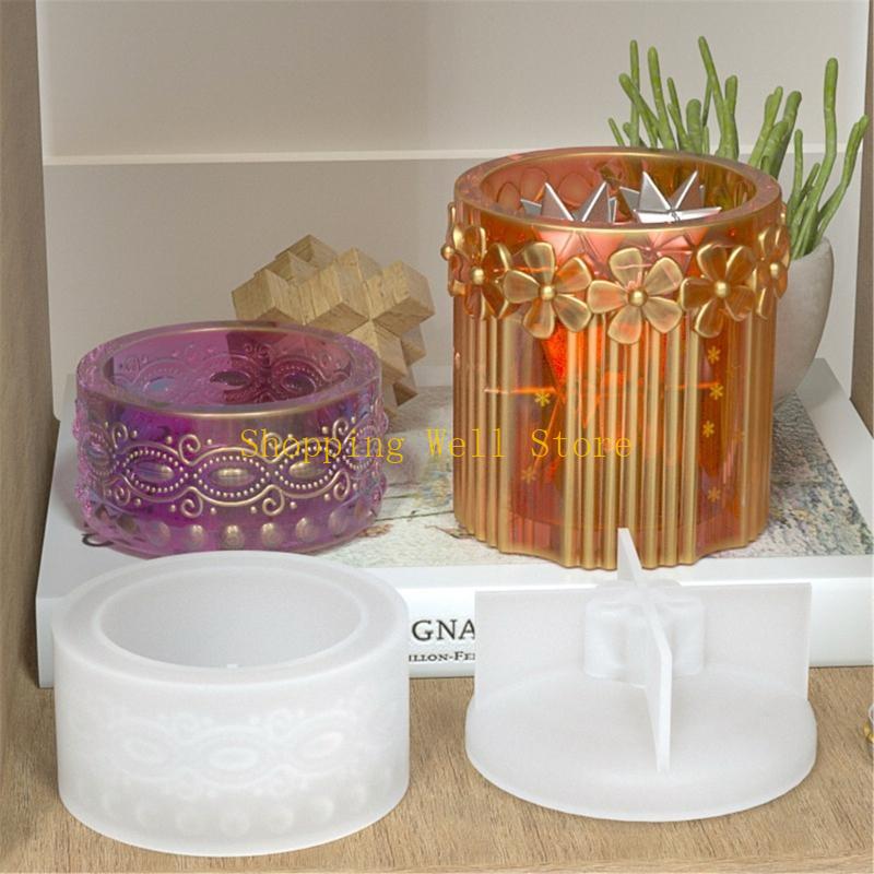 KX4B Jar Molds Storage Box Resins Castings Molds Lace Organizers Silicone Moulds Jewelry Box Making Molds DIY Art Crafts CN