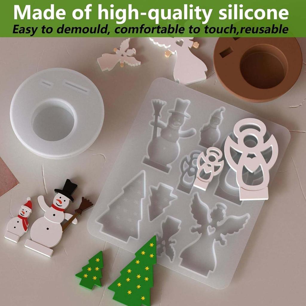 Candlestick Holders Mold Gypsum Mould Christmas Silicone Mold for Resin Casting for Crafts Handcraft Home Decoration Holiday
