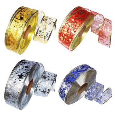 2M Bronzing Ribbon Pentagram Christmas Tree Decoration DIY Christmas New Year Decoration Gift