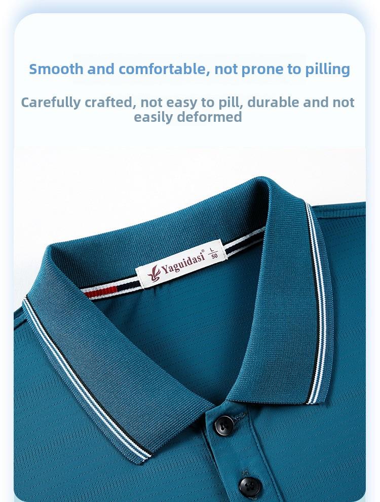 Erkek Buz İpeği Kısa Kollu Polo - Hızlı Kuruyan, Orta Yaşlı ve Yaşlılar İçin Bol Kesim, Trend Yazlık Gömlek