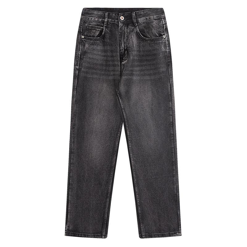 Four Seasons Men'S American Retro Straight Cowboy Pants Look Tall And Skinny Trendy Brand Loose High Street Ins Trendy Jeans