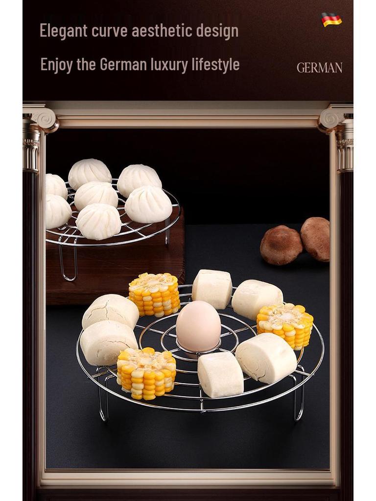 304 Stainless Steel Steaming Rack for Rice Cooker - Waterless Heat, Versatile Bun Steamer with High Legs.