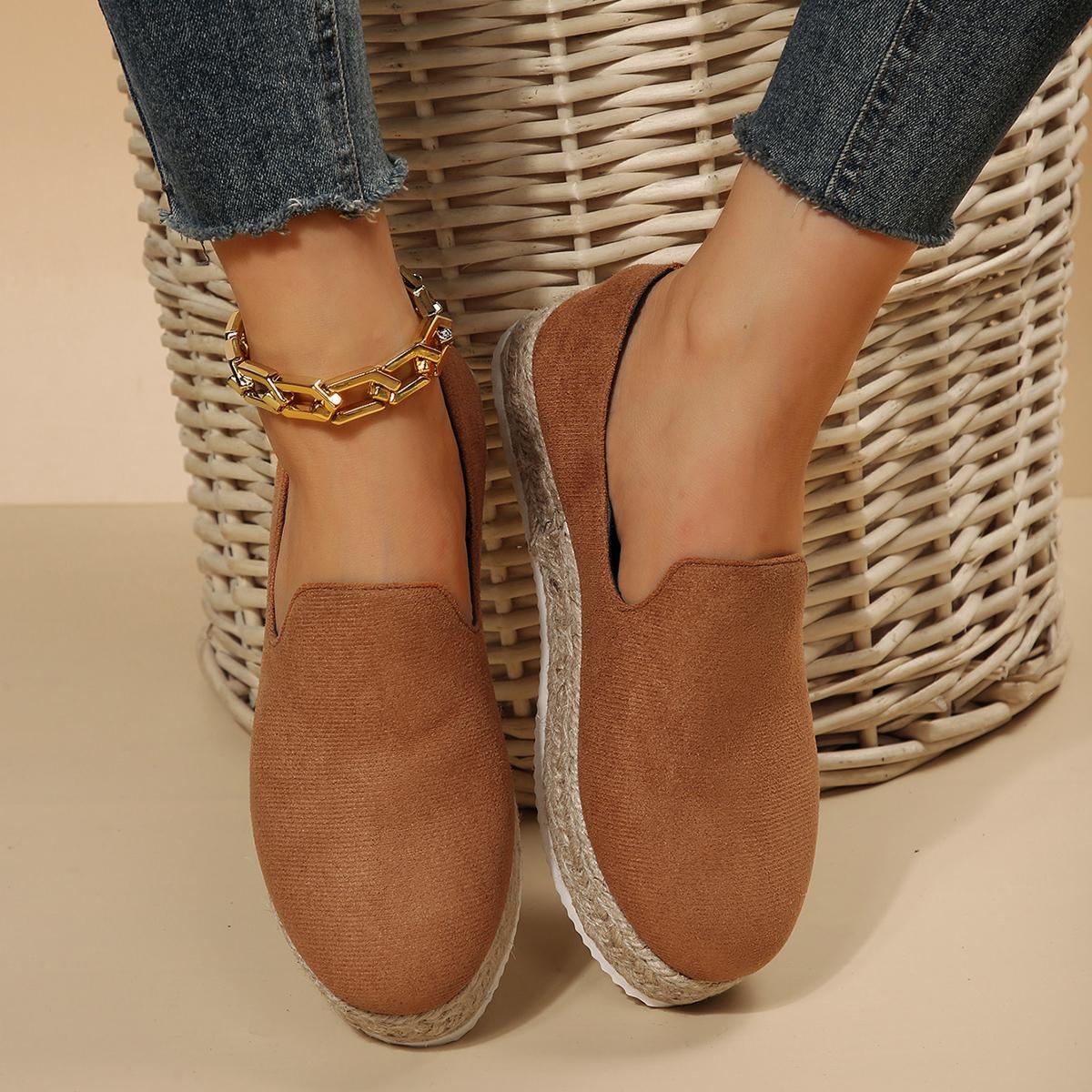 

Мода Новые женские туфли на плоской подошве Chaussures Femme Zapatos De Mujer женские повседневные туфли на платформе однотонные дышащие эспадрильи на танкетке 36