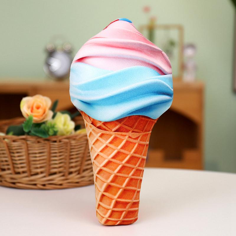 3D Sweet Ice Cream Pillow Simulated Ice Cream Cushion Car Waist Support Cushion Soft Plush Stuffed Doll Toys Creative Pillow