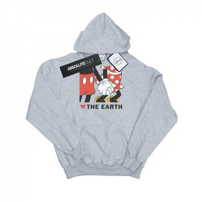 Mens Mickey Mouse Heart The Earth Hoodie