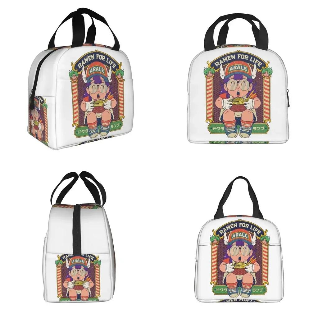 Dr Slump Ramen For Life Arale Insulated Lunch Bag for Women Kids Portable Food Boxes Thermal Lunch Box Tote
