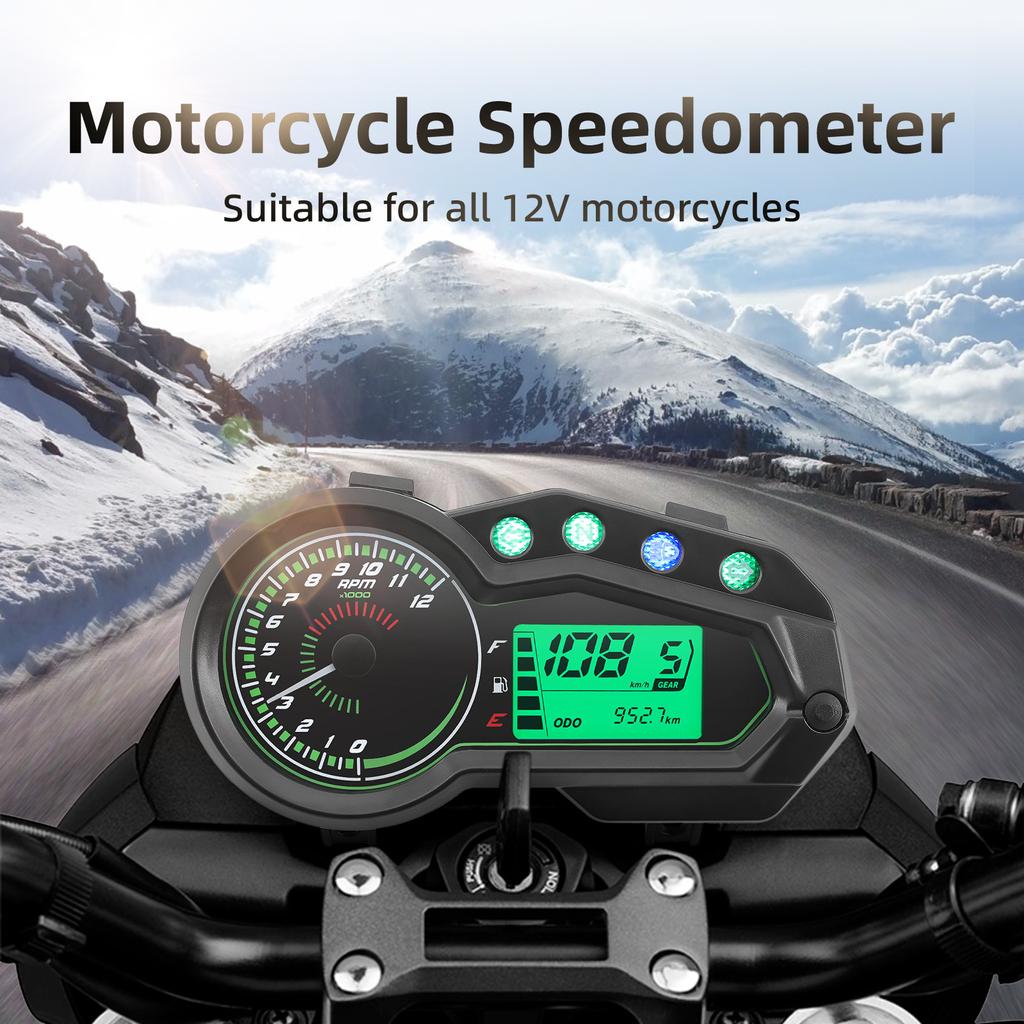 AD Motorcycle Instrument Tachometer Digital Speedometer Odometer Meter Gear TRIP ODO Motorbike Fuel Level Gauge Kit Universal
