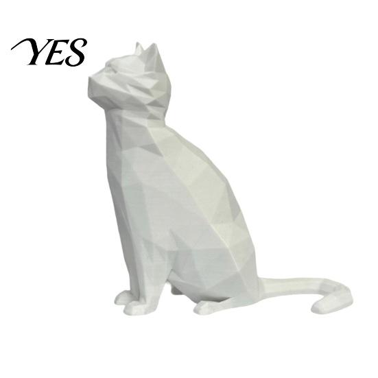 Exquisite Detail Cat Sculpture Geometric Figurine, 3D Printed Low-Poly Sculpture, Modern Matte Black Ornament Artistic Statue for Home Table