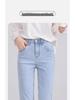 Women's High-Waist Slimming Cigarette Jeans - Spring 2025, Elastic Slim Fit, Light Color, Nine-Point, Petite Straight-Leg.