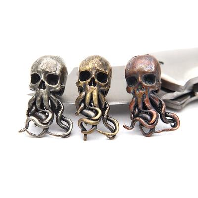 Punk Retro Octopus Skull Head Knife Beads Creative Keychain Pendants Jewelry Umbrella Rope Hangings EDC Outdoor DIY Accessories