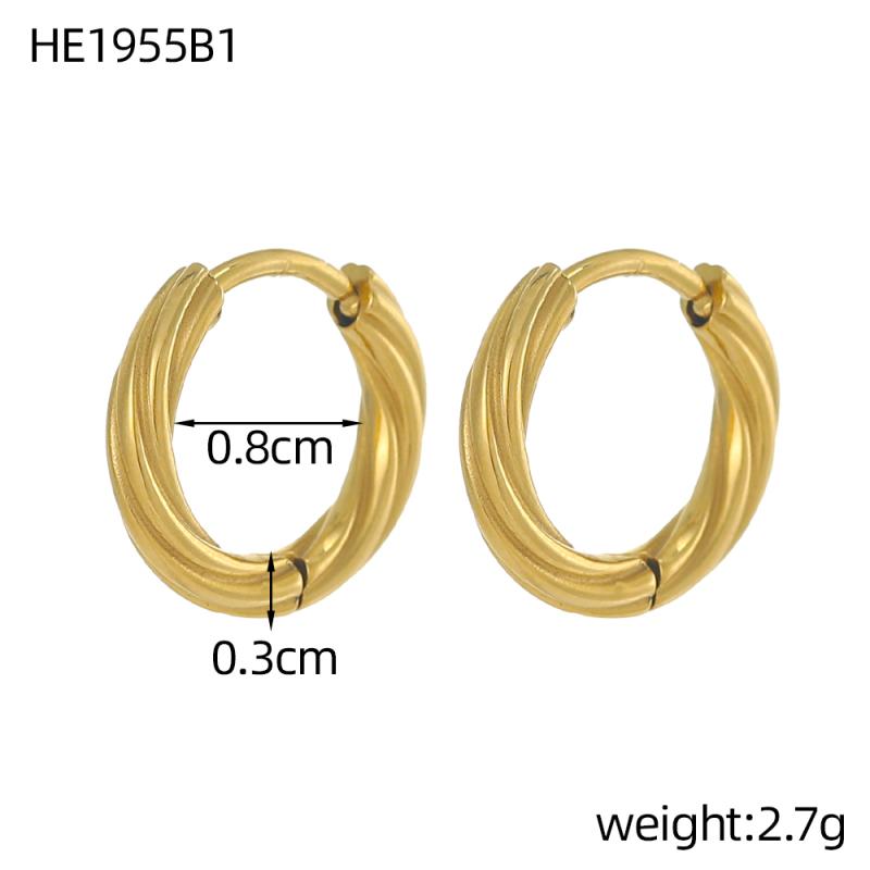 CARLIDANA Chic Simple Hoop Earrings Ins Simple Women Fashion Earrings Stainless Steel Gold Plated Twisted Circle Huggies Earring