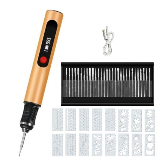 1 Set Tırnak Zımparası Şarj Edilebilir Hızlı Tip-C Şarjlı Pil Taşınabilir Elektrikli Gravür Kalemi Dekoratif Kupa Oyma Aleti