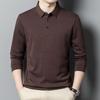 Classic Men's Merino Wool Long-sleeve Polo Shirt - Autumn/Winter Middle-aged Style Base Layer