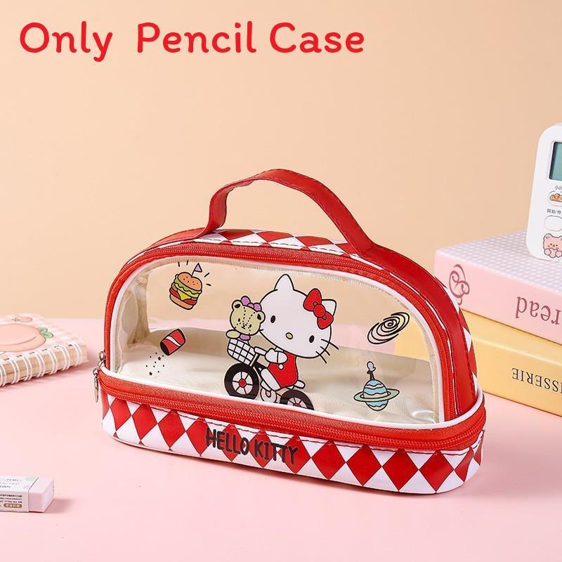 Cartoon Bunny Double Layer Transparent Pen Case With Storage For Students And Gift Use