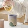 Handmade Kiln-Fired Stoneware Cups Set - Mountain Gradient Glaze Ceramic Mugs for Tea/Coffee Artistic Color-Changing Couple Cups