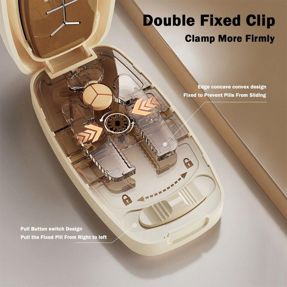 Drug Tablet Pill Divider Storage Box Dustproof Crusher Divider for Small or Large Pills