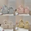 Solid Color Letter Decoration Student Backpack With Plush Pendant For School Use
