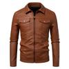 Men's Lapel Leather Jacket Autumn Oversized Slim Motorcycle Riding Suit PU Leather Waterproof Work Clothes