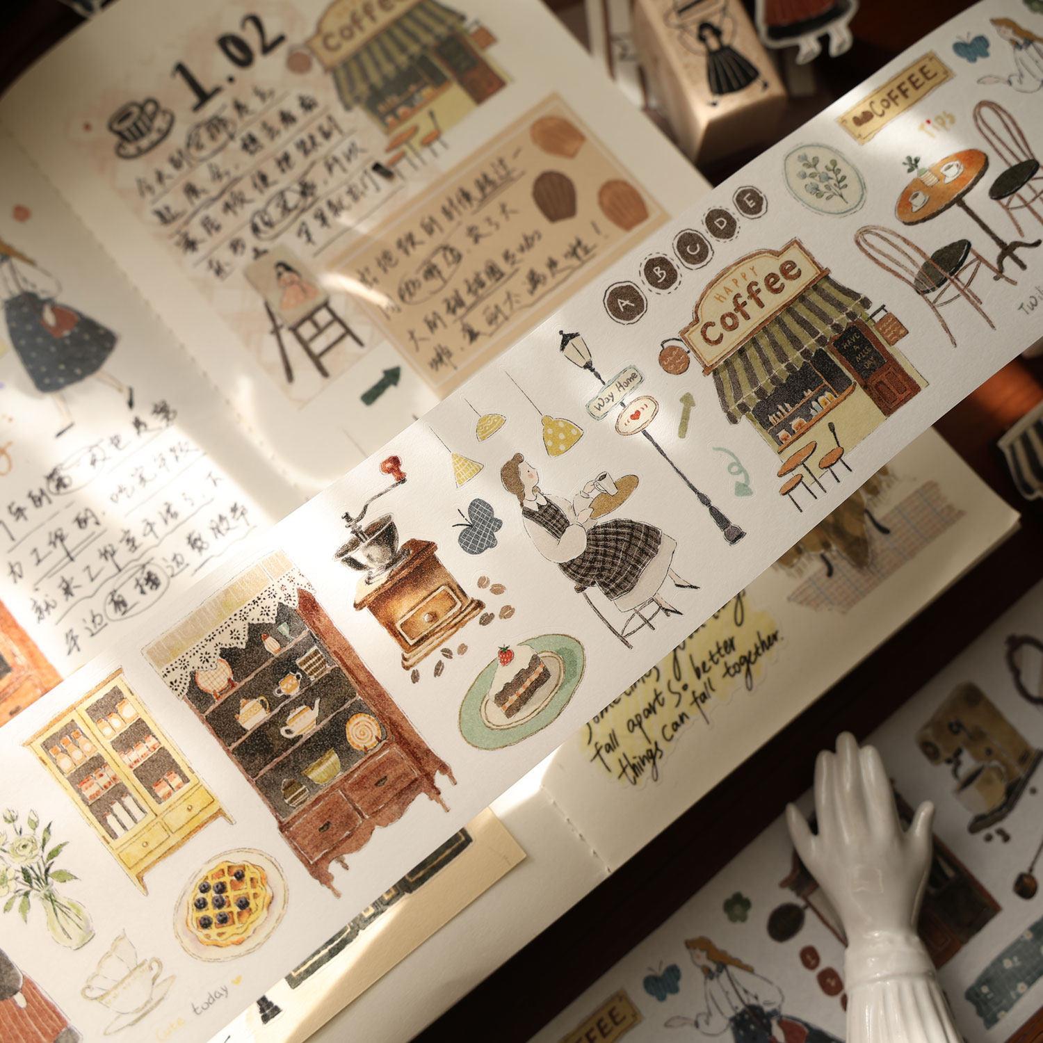 Cute Girl Tea Time Journal Scrapbook Diy Project PETwashi Pet Tape Roll Maste Die Cut 5m
