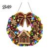 Seasonal Holiday Crafting Set Christmas Diamond Painting Wreath Kit with LED String Lights, Snowman Pearl Art Shiny Acrylic Craft for Adults,