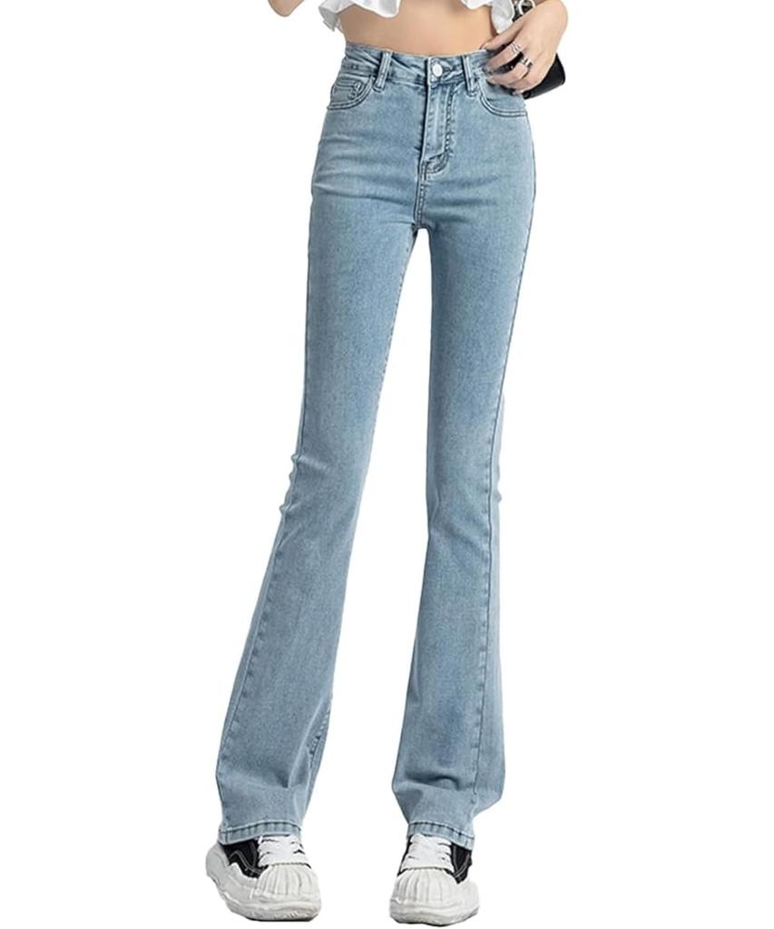 Dep Club Stretch Bootcut Denim Flare Plus Pantalon Taille Haute pour Femme, Tailles, Printemps, Été, Automne, (JP, Alphabet, Petit, Bleu)