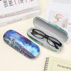 Oil Painting Art Glasses Case Box Hard Leather Reading Glasses Case Retro Unisex Floral Print Eyewear Protector Glasses Holder